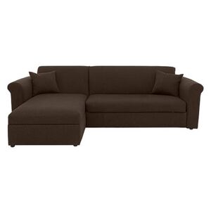 Versatile 2 Seater Fabric Chaise Sofa Bed with Storage with Scroll Arms - Brown