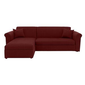 Versatile 2 Seater Fabric Chaise Sofa Bed with Storage with Scroll Arms - Red