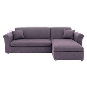 Versatile 2 Seater Fabric Chaise Sofa Bed with Storage with Scroll Arms - Purple