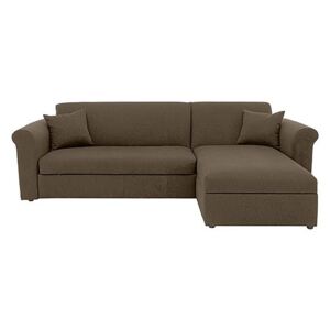 Versatile 2 Seater Fabric Chaise Sofa Bed with Storage with Scroll Arms - Mink