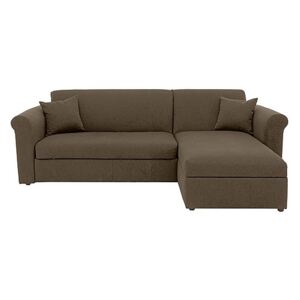 Versatile Small 2 Seater Fabric Chaise Sofa Bed with Storage with Scroll Arms - Mink