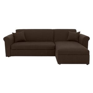Versatile 2 Seater Fabric Chaise Sofa Bed with Storage with Scroll Arms - Brown