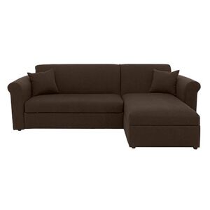 Versatile Small 2 Seater Fabric Chaise Sofa Bed with Storage with Scroll Arms - Brown