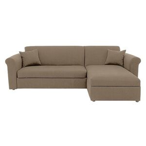 Versatile 2 Seater Fabric Chaise Sofa Bed with Storage with Scroll Arms - Beige