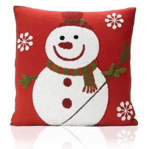 Snowman Tapestry Towelling Christmas C/Cover Red