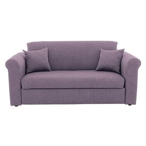 Versatile Small 2 Seater Fabric Sofa Bed with Scroll Arms - Purple