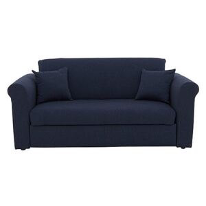 Versatile Small 2 Seater Fabric Sofa Bed with Scroll Arms - Blue