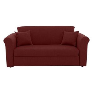 Versatile Small 2 Seater Fabric Sofa Bed with Scroll Arms - Red