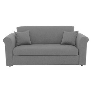 Versatile 2 Seater Fabric Sofa Bed with Scroll Arms - Grey