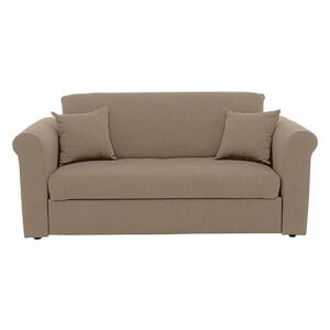 Versatile Small 2 Seater Fabric Sofa Bed with Scroll Arms - Beige