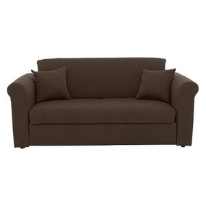 Versatile 2 Seater Fabric Sofa Bed with Scroll Arms - Brown