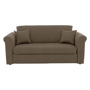 Versatile 2 Seater Fabric Sofa Bed with Scroll Arms - Mink