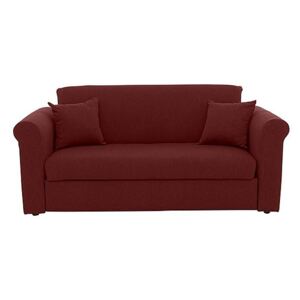 Versatile 2 Seater Fabric Sofa Bed with Scroll Arms - Red