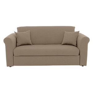 Versatile 2 Seater Fabric Sofa Bed with Scroll Arms - Beige