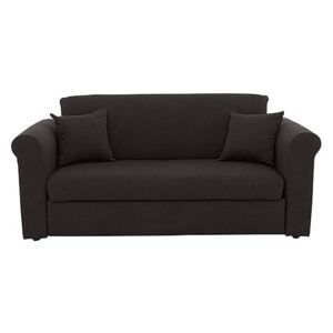 Versatile 2 Seater Fabric Sofa Bed with Scroll Arms - Black