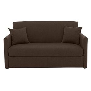 Versatile Small 2 Seater Fabric Sofa Bed with Slim Arms - Brown