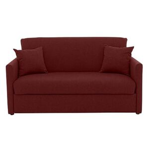 Versatile Small 2 Seater Fabric Sofa Bed with Slim Arms - Red