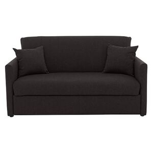 Versatile Small 2 Seater Fabric Sofa Bed with Slim Arms - Black