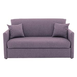 Versatile Small 2 Seater Fabric Sofa Bed with Slim Arms - Purple