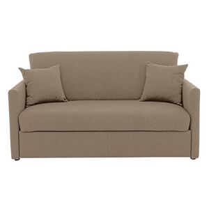 Versatile Small 2 Seater Fabric Sofa Bed with Slim Arms - Beige