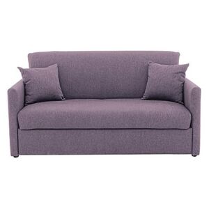 Versatile 2 Seater Fabric Sofa Bed with Slim Arms - Purple