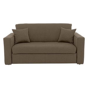 Versatile Small 2 Seater Fabric Sofa Bed with Box Arms - Mink