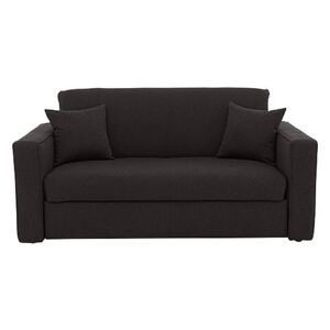 Versatile Small 2 Seater Fabric Sofa Bed with Box Arms - Black