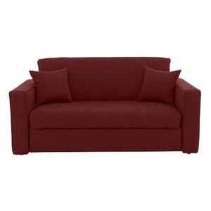 Versatile Small 2 Seater Fabric Sofa Bed with Box Arms - Red
