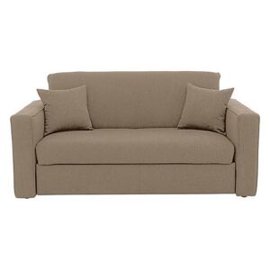 Versatile Small 2 Seater Fabric Sofa Bed with Box Arms - Beige