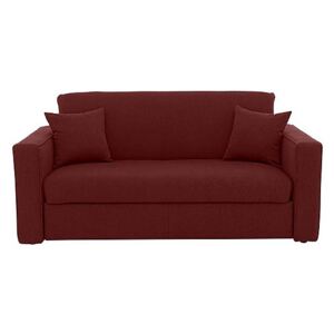 Versatile 2 Seater Fabric Sofa Bed with Box Arms - Red