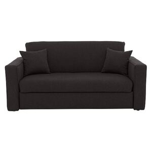 Versatile 2 Seater Fabric Sofa Bed with Box Arms - Black
