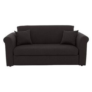 Versatile Small 2 Seater Fabric Sofa Bed with Scroll Arms - Black