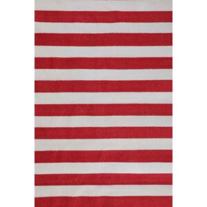 Elm Handwoven Cotton Dhurrie Rug - Red - 6x9ft