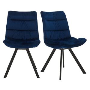 Diego Pair of Velvet Dining Chairs - Blue