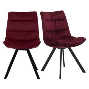Diego Pair of Velvet Dining Chairs - Red