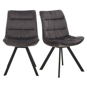 Diego Pair of Velvet Dining Chairs - Grey