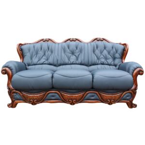 Dante Original 3 Seater Sofa Settee Italian Blue Real Leather