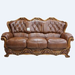 Dante Original 3 Seater Sofa Settee Italian Tabak Brown Real Leather