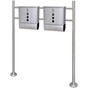 VidaXL Double Mailbox on Stand Stainless Steel