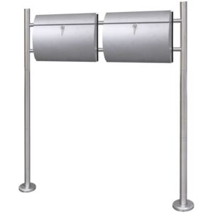 VidaXL Double Mailbox on Stand Stainless Steel
