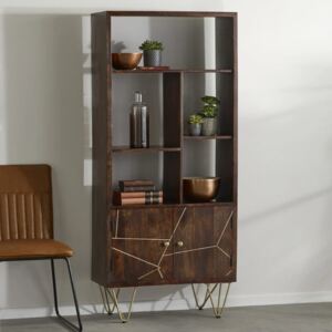 Verty Furniture Multi Shelf Bookcase With Doors Mango Wood 80cm X 35cm X 180cm (lxdxh)