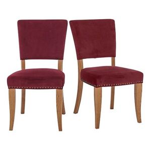 Globe Pair of Velvet Dining Chairs - Red