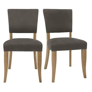Globe Pair of Velvet Dining Chairs - Grey