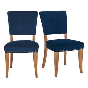 Globe Pair of Velvet Dining Chairs - Blue