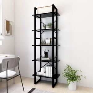 5-Tier Book Cabinet Black 60x30x175 cm Chipboard