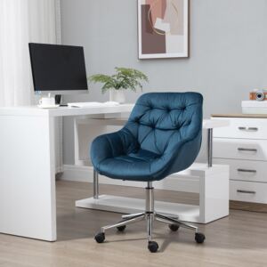 Vinsetto Home Office Chair Velvet Ergonomic Computer Chair Comfy Desk Chair with Adjustable Height, Arm and Back Support, Blue