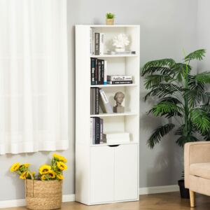 HOMCOM 2 Door 4 Shelves Tall Bookcase Modern Storage Cupboard Display Unit for Living Room Study Bedroom Home Office Furniture White