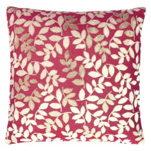 Cut Velvet Leaf Cushion - 45x45cm - Red