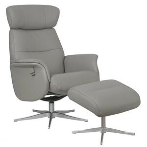 Marseille Leather Swivel Recliner Chair and Footstool