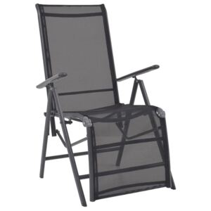 VidaXL Reclining Deck Chair Aluminium and Textilene Black
